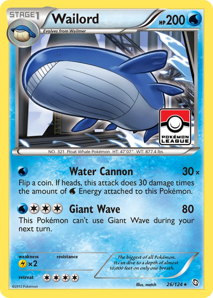 Wailord #26 Dragons Exalted Pokemon card