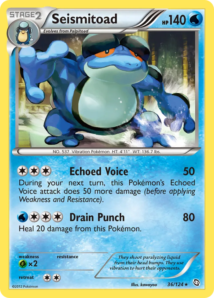 Seismitoad #36 Dragons Exalted Pokemon card