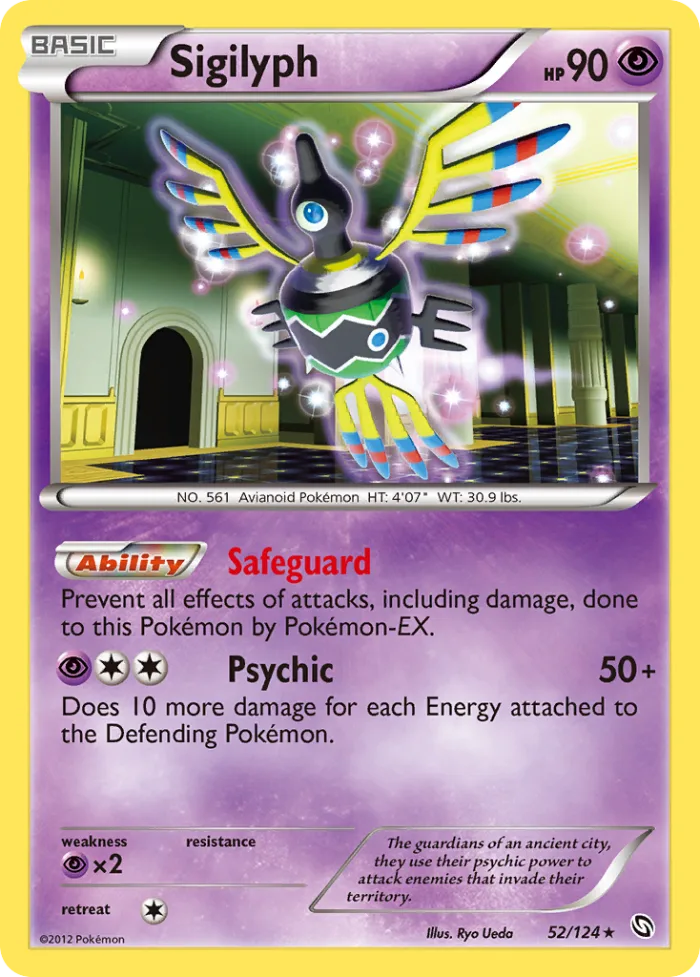 Sigilyph #52 Dragons Exalted Pokemon card