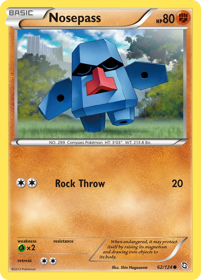 Nosepass #62 Dragons Exalted Pokemon card