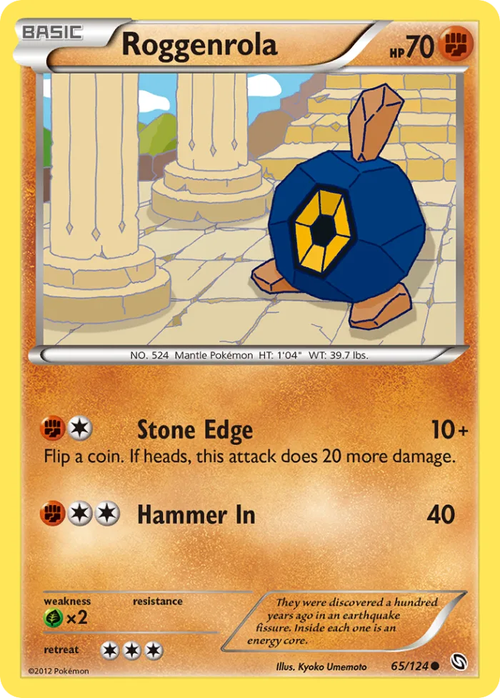 Roggenrola #65 Dragons Exalted Pokemon card