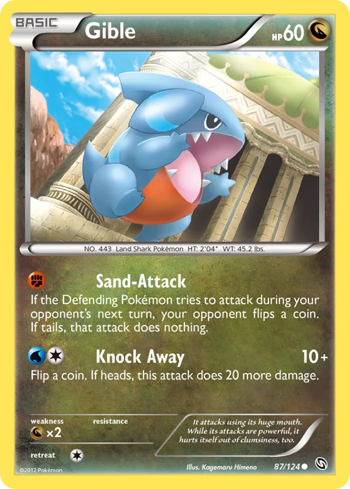Gible #87 Dragons Exalted Pokemon card