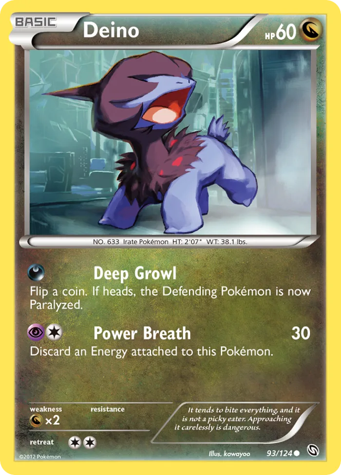 Deino #93 Dragons Exalted Pokemon card