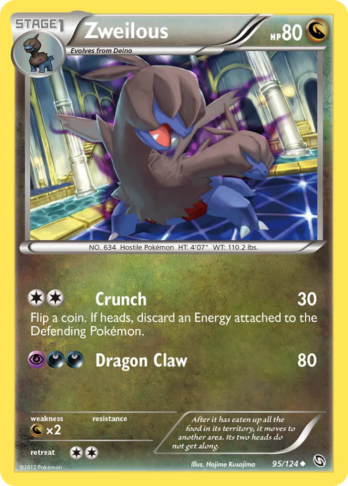 Zweilous #95 Dragons Exalted Pokemon card