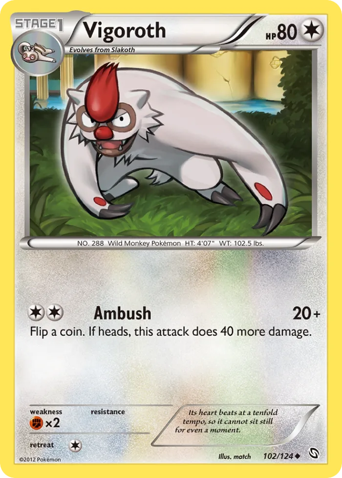Vigoroth #102 Dragons Exalted Pokemon card