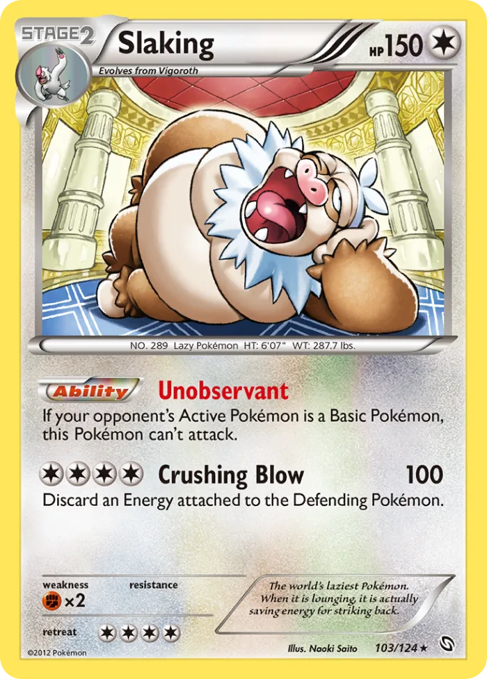 Slaking #103 Dragons Exalted Pokemon card