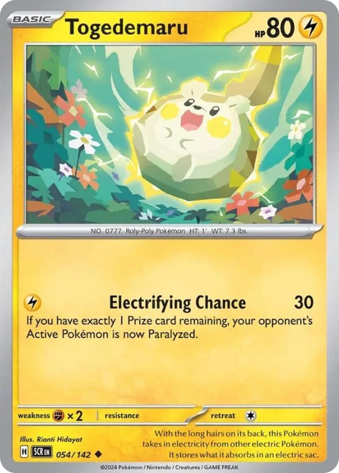 Togedemaru #54 Stellar Crown Pokemon card