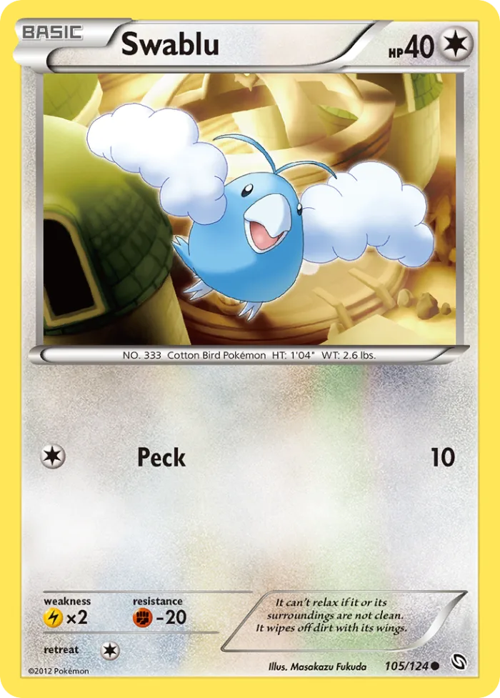 Swablu #105 Dragons Exalted Pokemon card