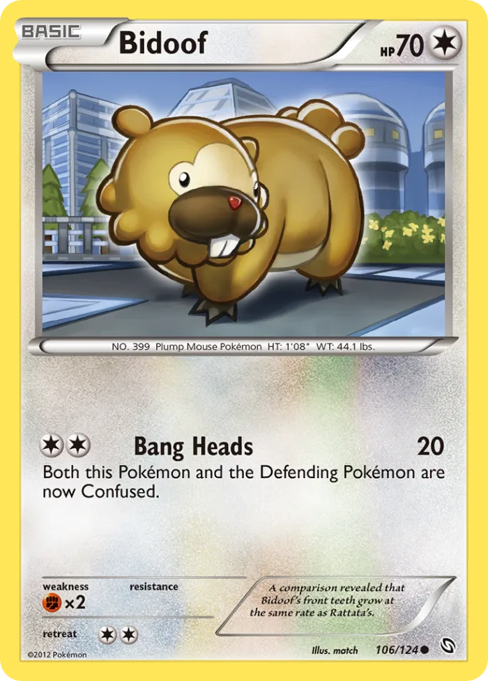 Bidoof #106 Dragons Exalted Pokemon card