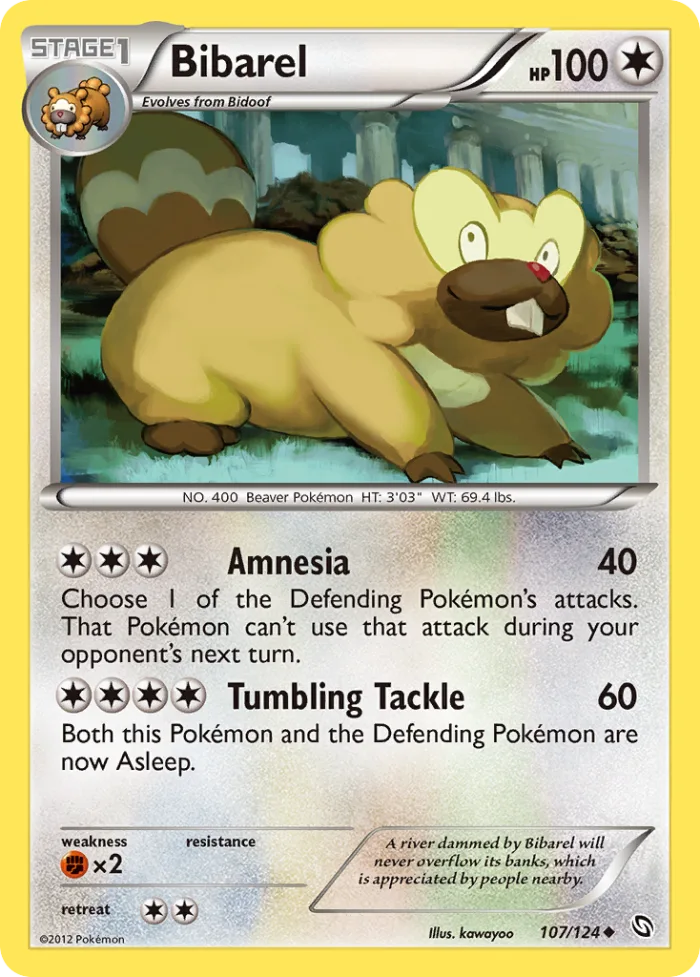 Bibarel #107 Dragons Exalted Pokemon card