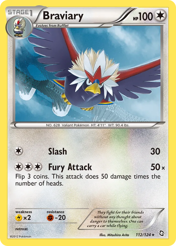Braviary #112 Dragons Exalted Pokemon card