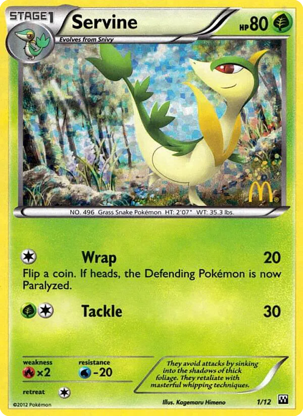 Servine #1 McDonald's Collection 2012 Pokemon card