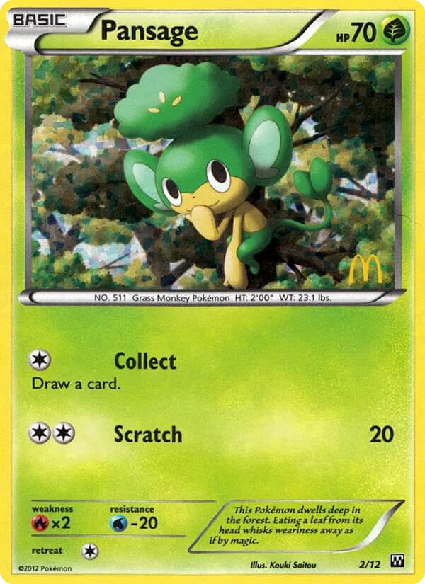 Pansage #2 McDonald's Collection 2012 Pokemon card