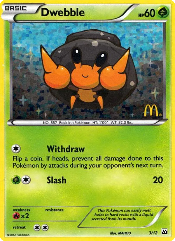 Dwebble #3 McDonald's Collection 2012 Pokemon card