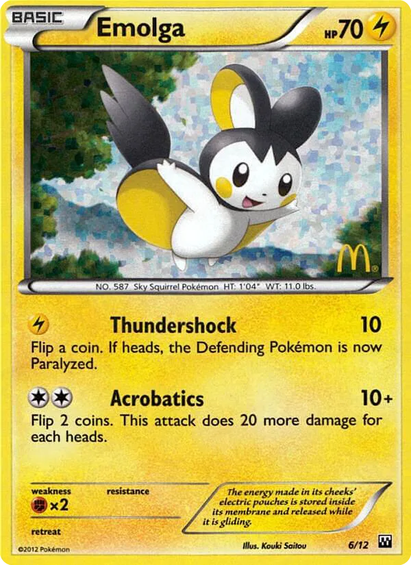 Emolga #6 McDonald's Collection 2012 Pokemon card