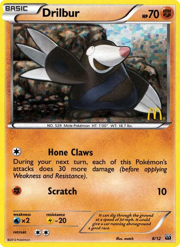 Drilbur #8 McDonald's Collection 2012 Pokemon card