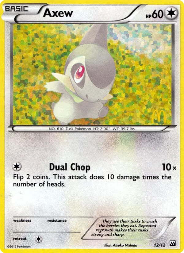Axew #12 McDonald's Collection 2012 Pokemon card