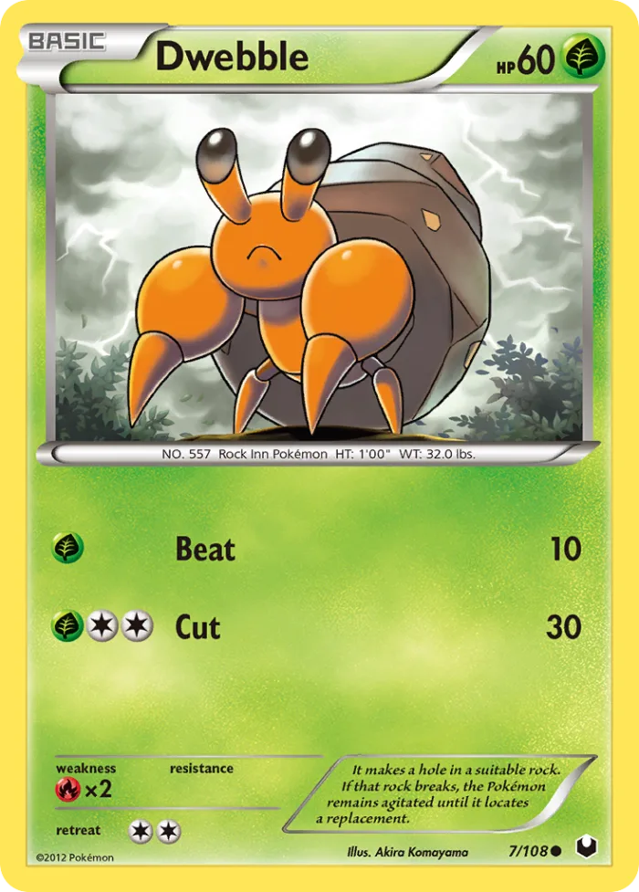 Dwebble #7 Dark Explorers Pokemon card