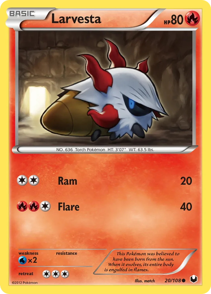 Larvesta #20 Dark Explorers Pokemon card