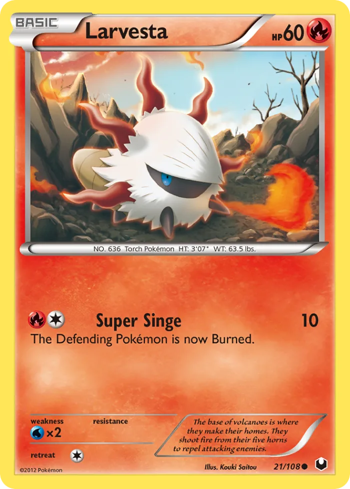 Larvesta #21 Dark Explorers Pokemon card