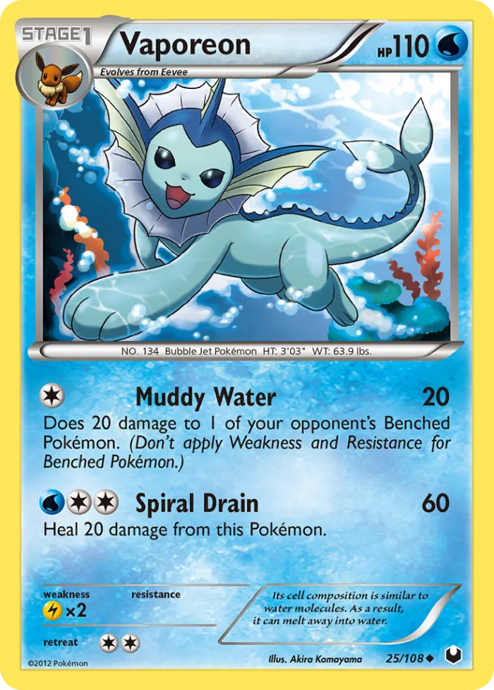Vaporeon #25 Dark Explorers Pokemon card