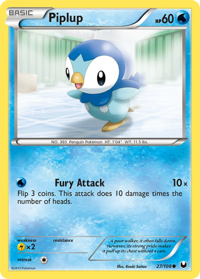 Piplup #27 Dark Explorers Pokemon card