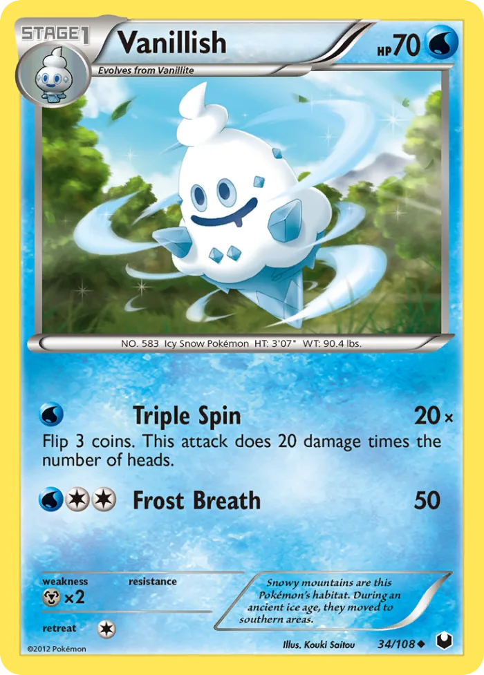Vanillish #34 Dark Explorers Pokemon card