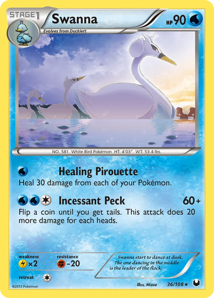 Swanna #36 Dark Explorers Pokemon card