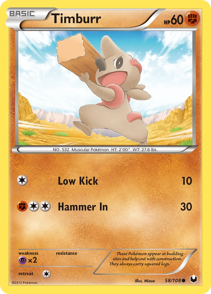 Timburr #58 Dark Explorers Pokemon card