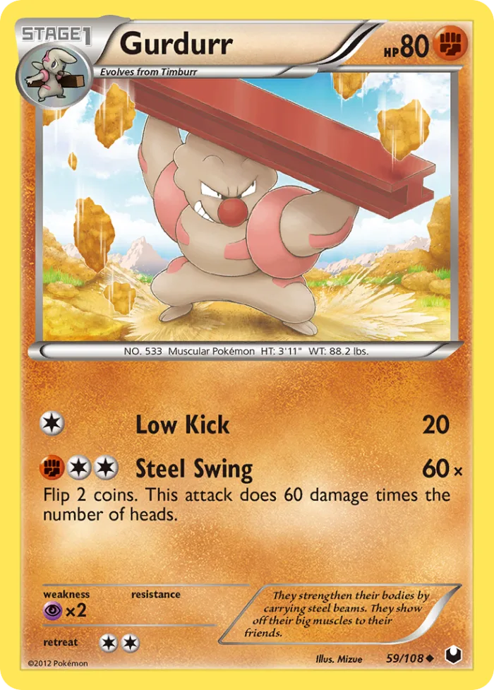 Gurdurr #59 Dark Explorers Pokemon card