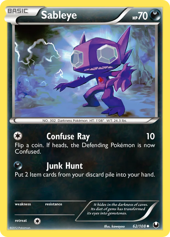 Sableye #62 Dark Explorers Pokemon card