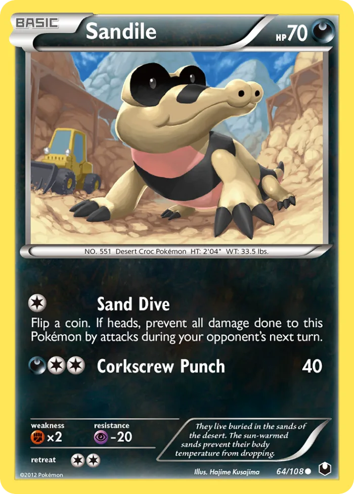Sandile #64 Dark Explorers Pokemon card