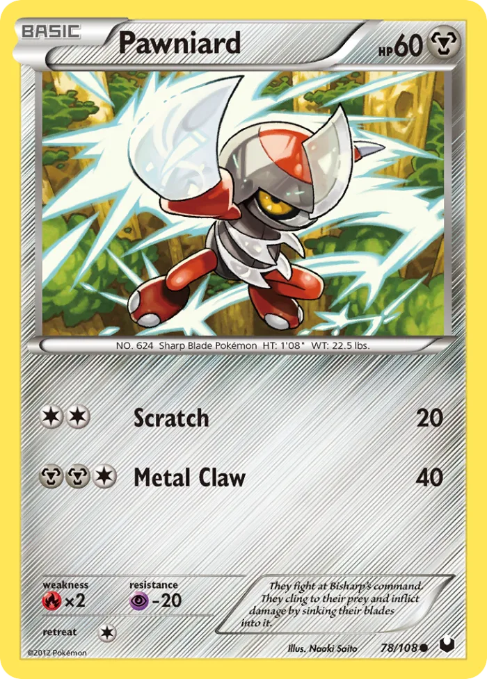 Pawniard #78 Dark Explorers Pokemon card