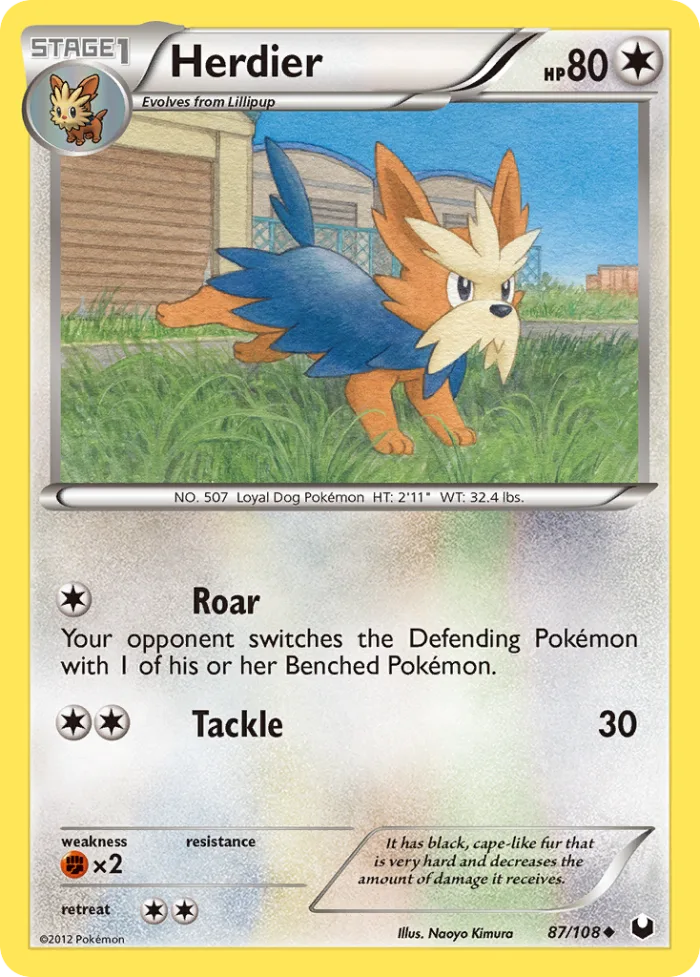 Herdier #87 Dark Explorers Pokemon card