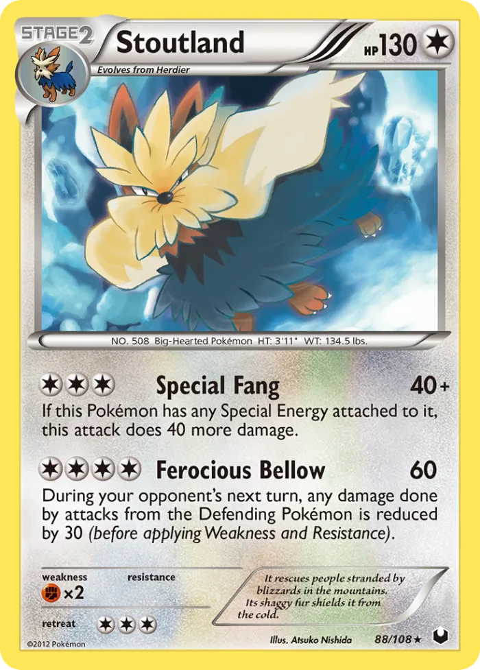Stoutland #88 Dark Explorers Pokemon card