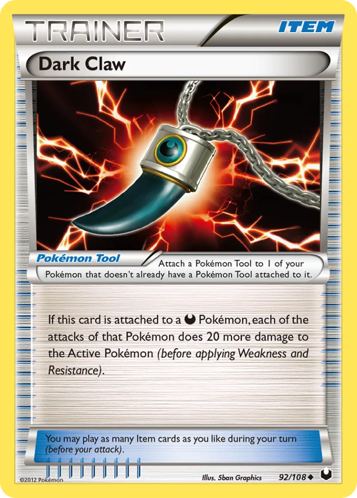 Dark Claw #92 Dark Explorers Pokemon card