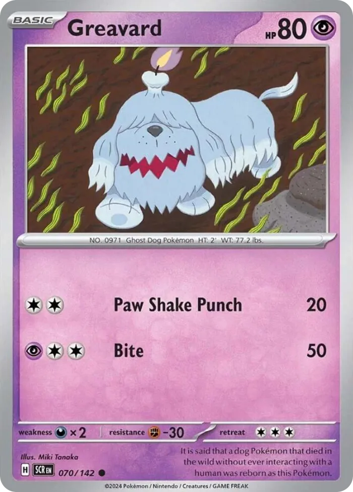 Greavard #70 Stellar Crown Pokemon card