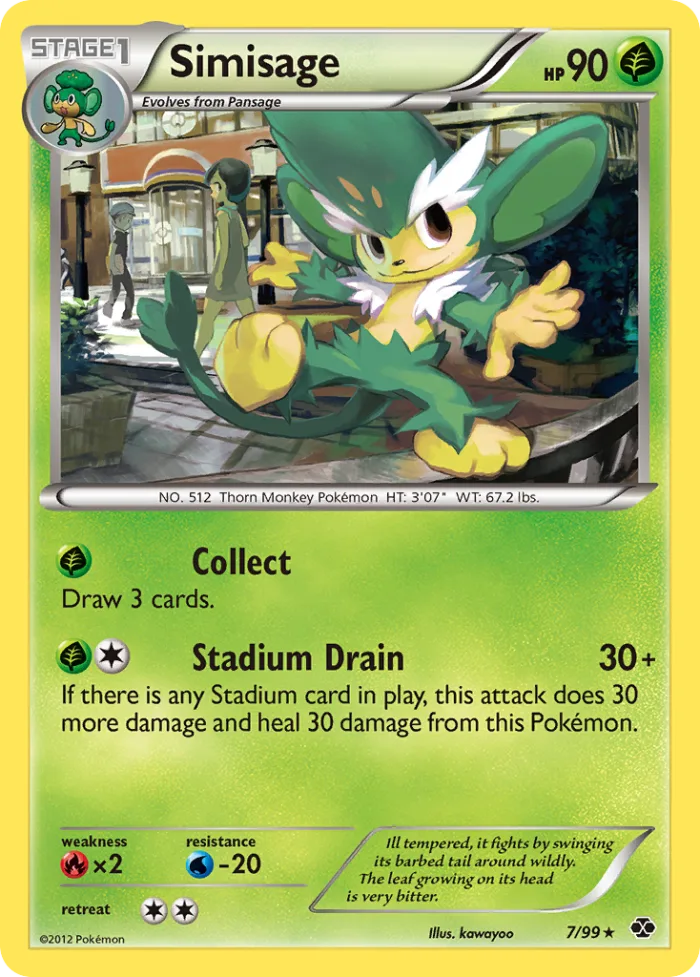 Simisage #7 Next Destinies Pokemon card