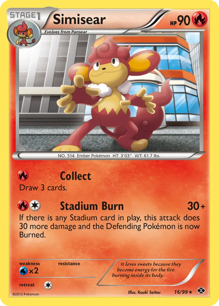 Simisear #16 Next Destinies Pokemon card