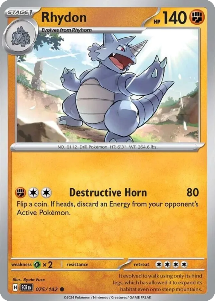 Rhydon #75 Stellar Crown Pokemon card