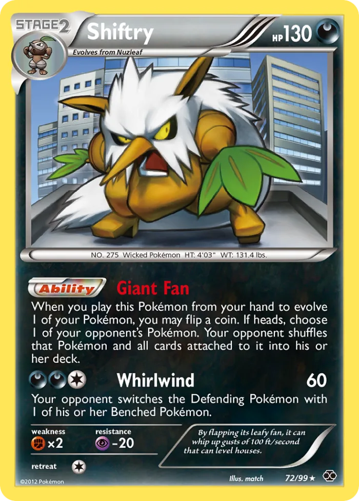 Shiftry #72 Next Destinies Pokemon card
