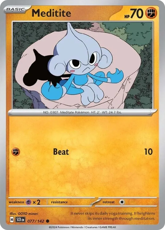 Meditite #77 Stellar Crown Pokemon card