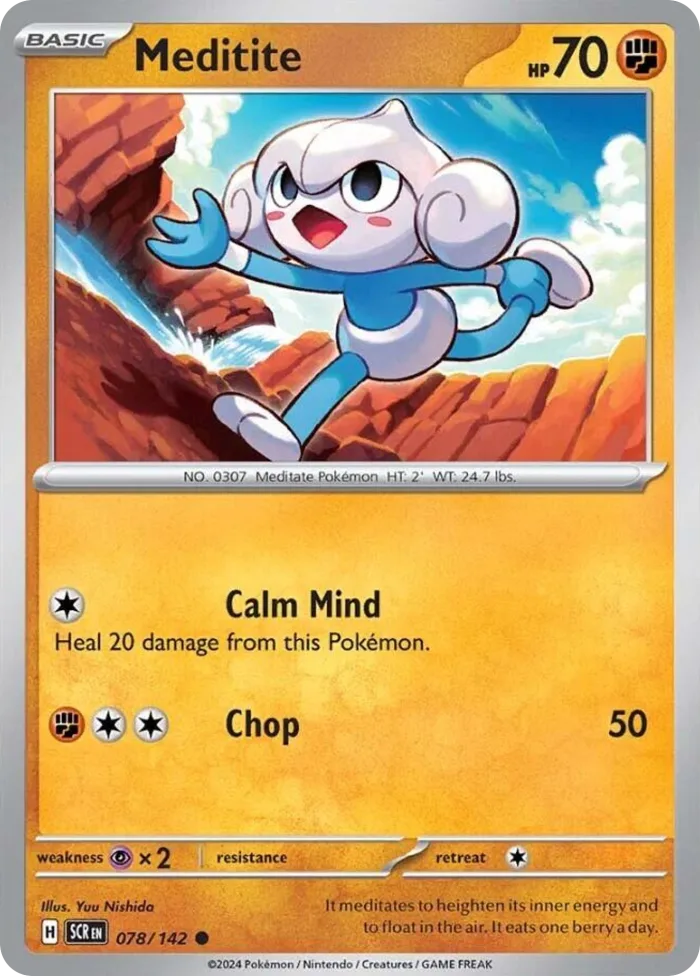 Meditite #78 Stellar Crown Pokemon card
