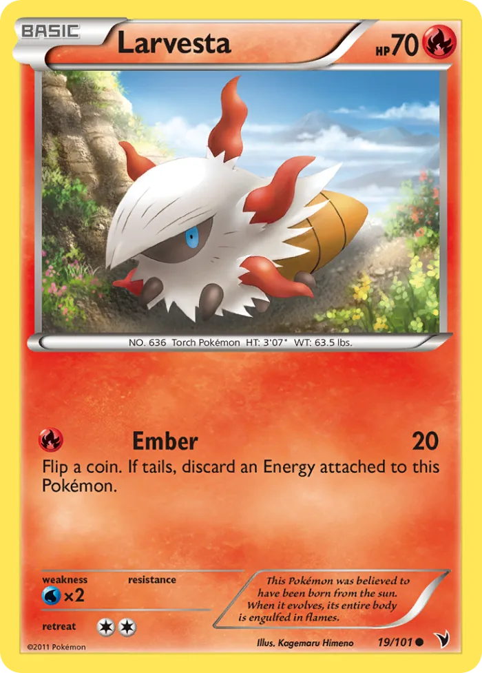 Larvesta #19 Noble Victories Pokemon card