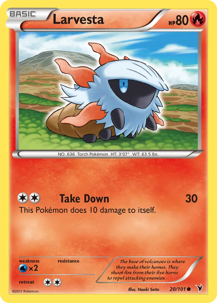 Larvesta #20 Noble Victories Pokemon card