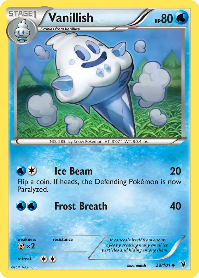 Vanillish #28 Noble Victories Pokemon card