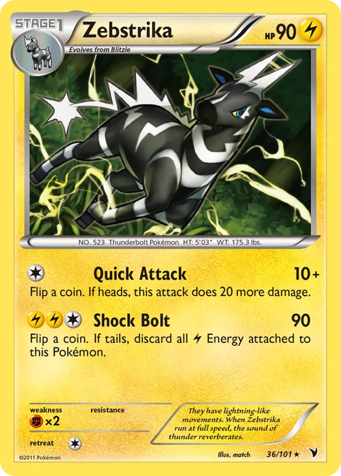 Zebstrika #36 Noble Victories Pokemon card