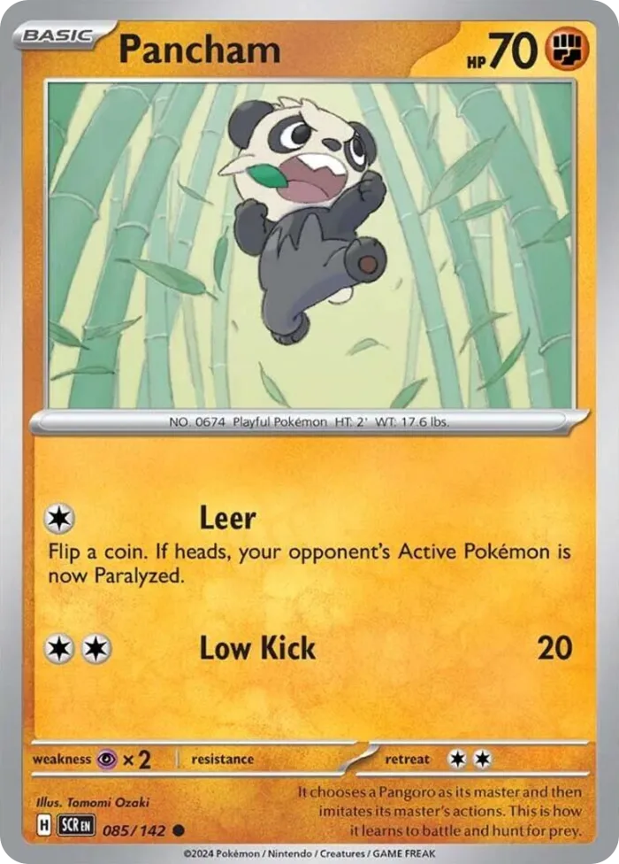 Pancham #85 Stellar Crown Pokemon card