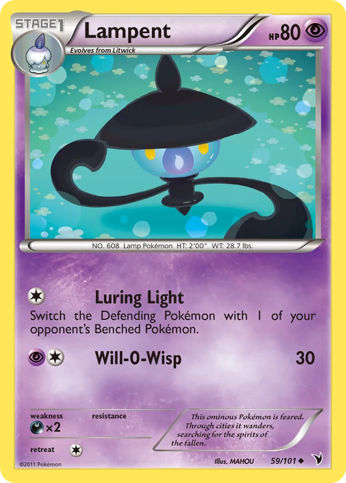 Lampent #59 Noble Victories Pokemon card