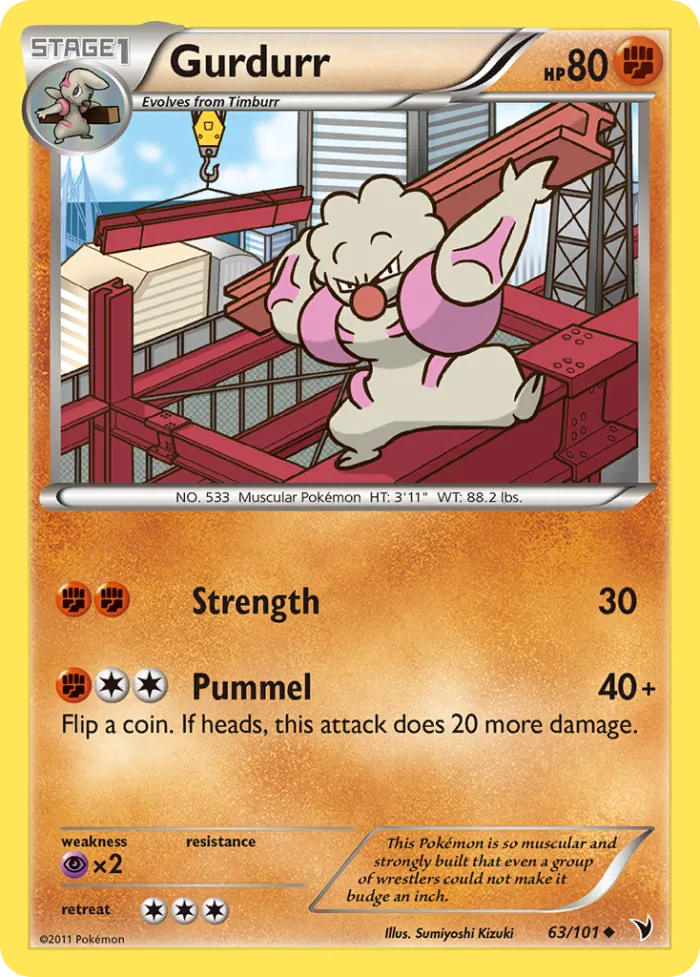 Gurdurr #63 Noble Victories Pokemon card